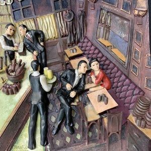 Juarez Machado signed art plaque resin 3D bistro “9 x 12 “